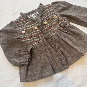 Emile et Ida Charcoal Blouse with Embroidery